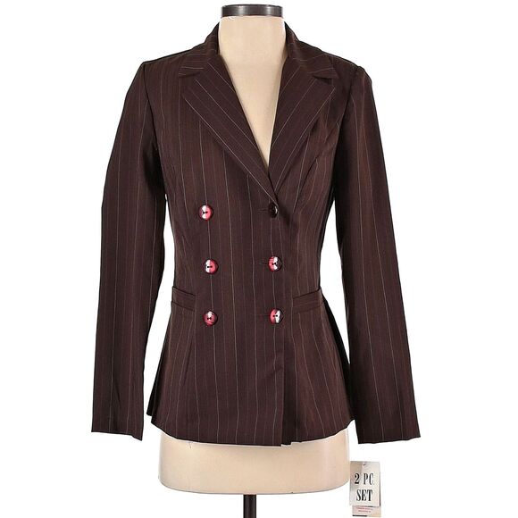 NWT Y2K Striped Blazer Brown Jodi Kristopher Corpcore Office Size 5 - Picture 1 of 9